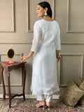 White Chanderi Kurti Set for Women