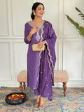 Purple Chanderi Kurti Set for Women