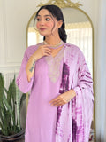 Lavender Viscose Kurti Set with Tie-Dye Nazneen Dupatta