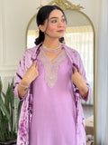 Lavender Viscose Kurti Set with Tie-Dye Nazneen Dupatta