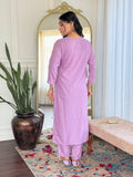 Lavender Viscose Kurti Set with Tie-Dye Nazneen Dupatta