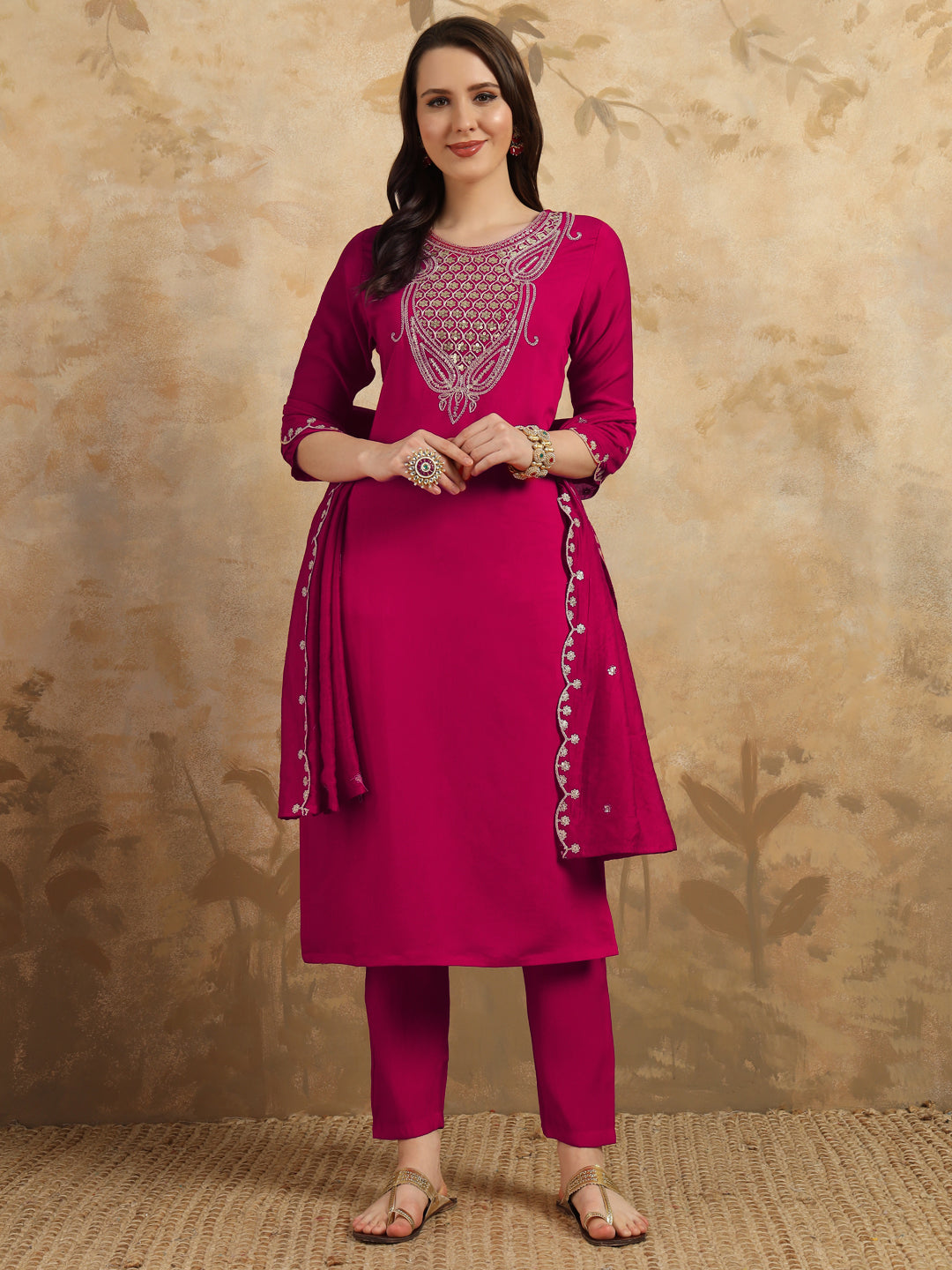 Blush Pink Chanderi Simar Kurti Set