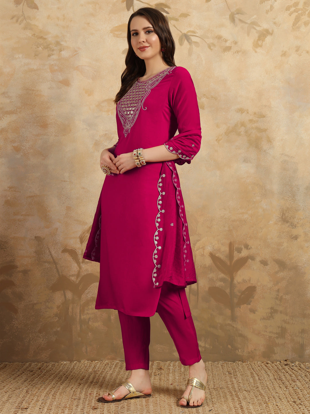 Blush Pink Chanderi Simar Kurti Set