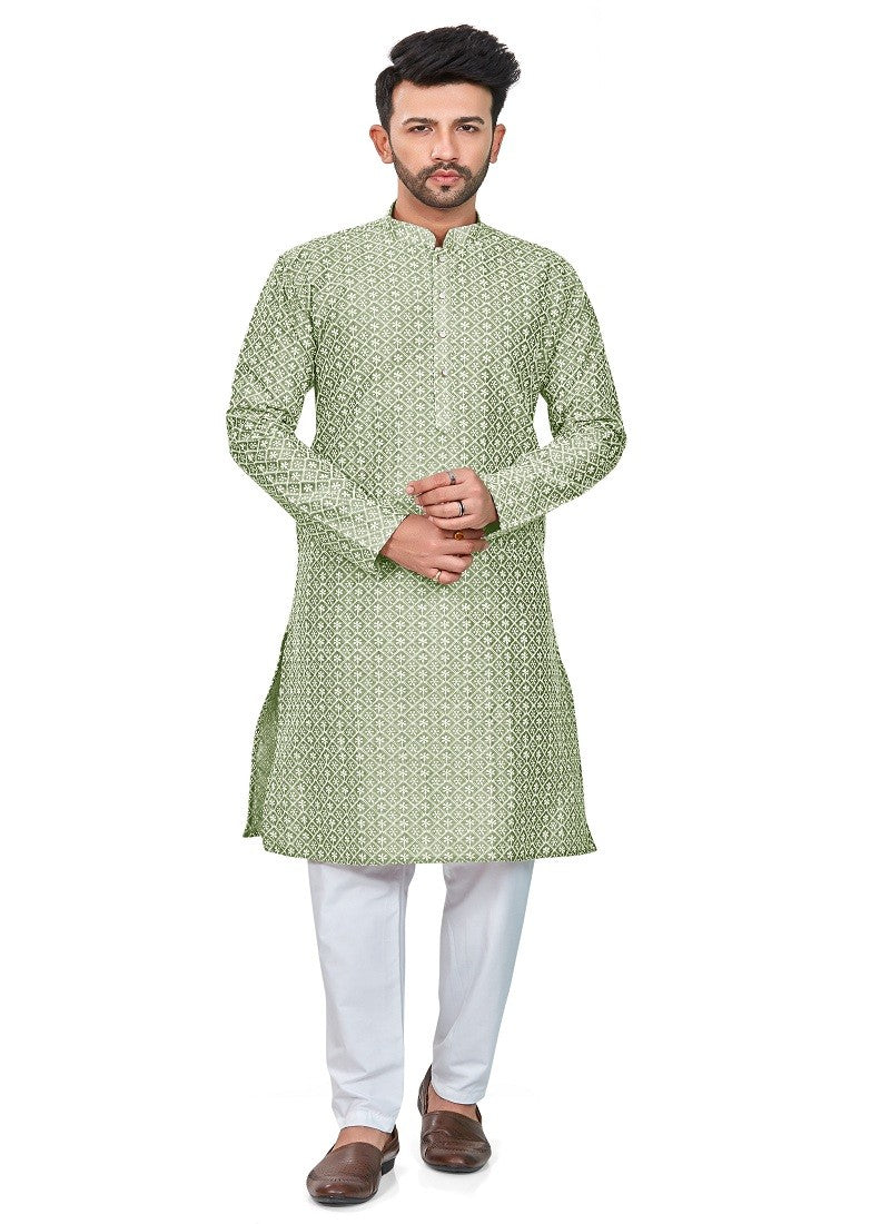 Light Green Colour RFSK 0013 Kurta Pajama