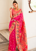 Pink Copper Zari Woven Traditional Paithani Silk Saree