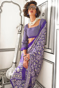 Ajrakh Print Japan Crape Saree