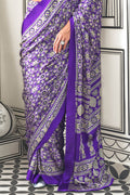 Ajrakh Print Japan Crape Saree