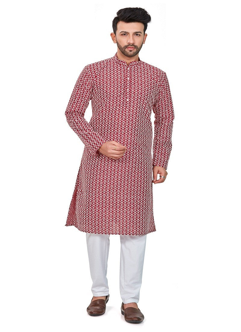 Red Colour RFSK 0013 Kurta Pajama