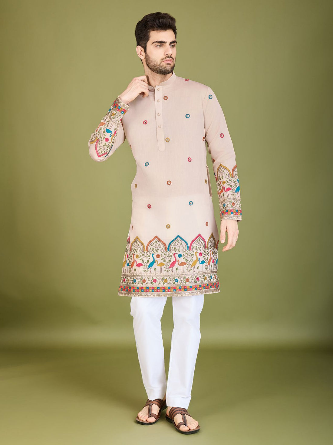 Ivery Colour Viscose Silk Heavy Thread Work Kurta Payjama