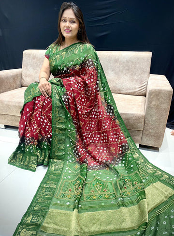 Bandhej Gajji Silk Saree