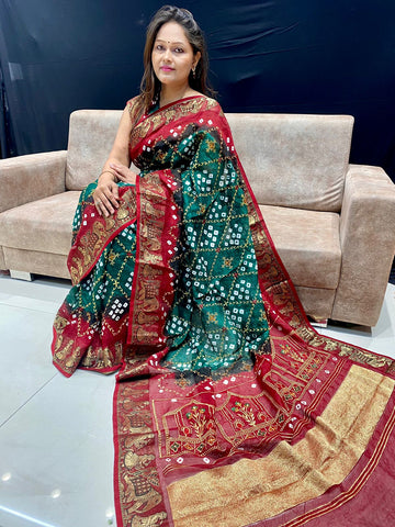 Bandhej Gajji Silk Saree