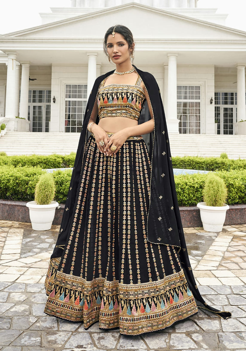 Unique Patterned Grey Indo-Western Lehenga Choli – Suvidha Fashion