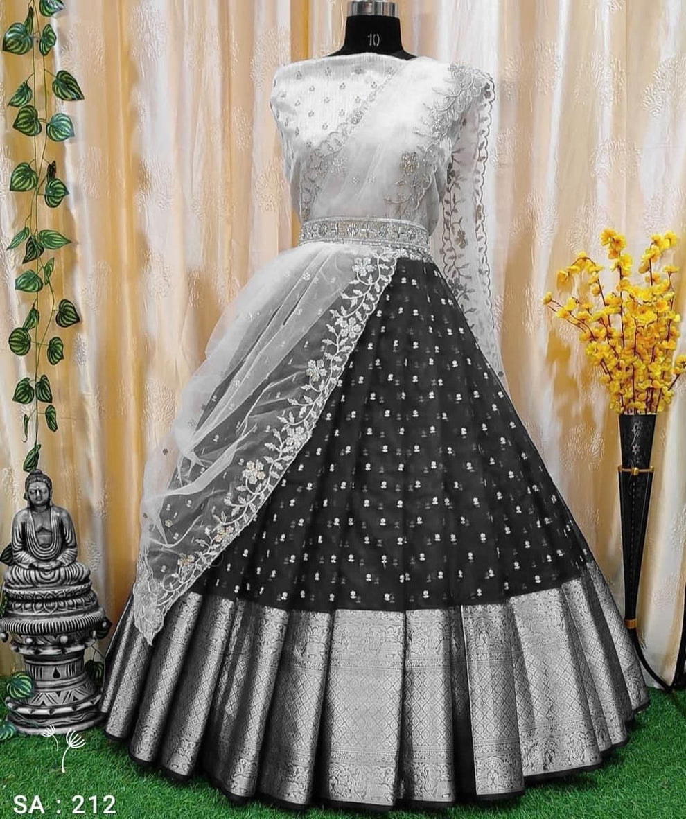 Black and white half saree hotsell