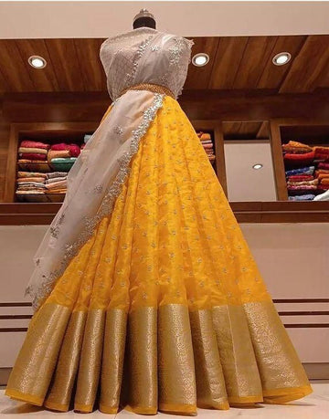 Beautiful Designer Fancy Kanchi Organza Half Saree with Lehenga