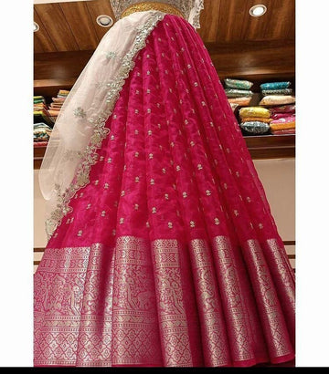 Beautiful Designer Fancy Kanchi Organza Half Saree with Lehenga