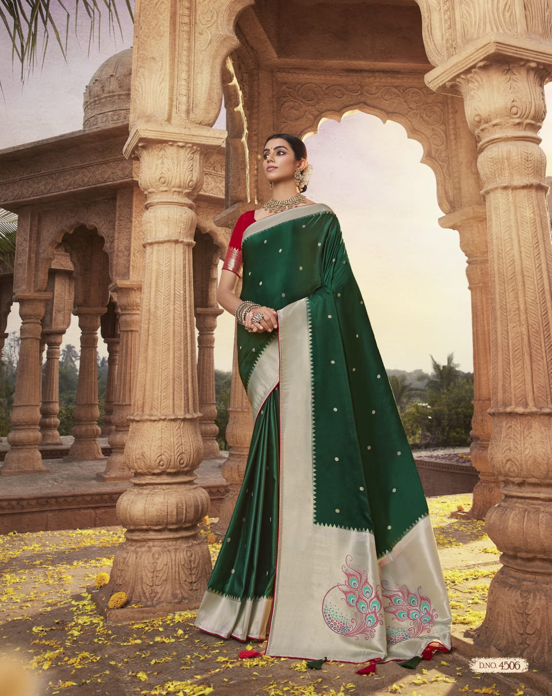 Platinum Silk Pure Sattin Paithani Designer Saree