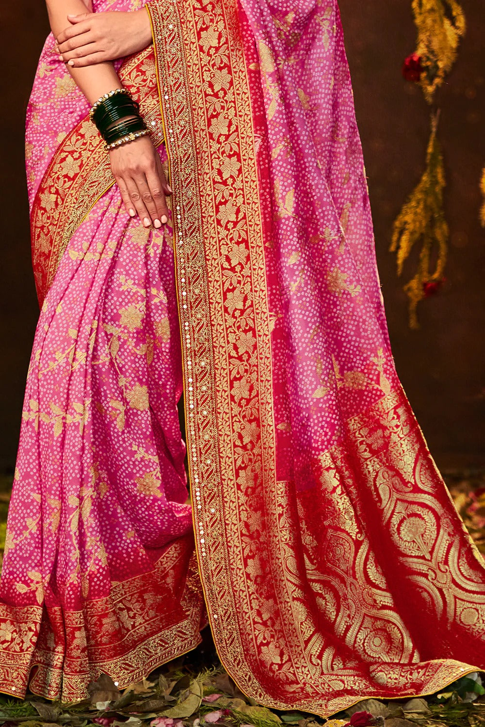 SINDHURI BANDHEJ EXCLUSIVE WEDDING SAREE D.NO 156 - Anant Tex Exports Private Limited