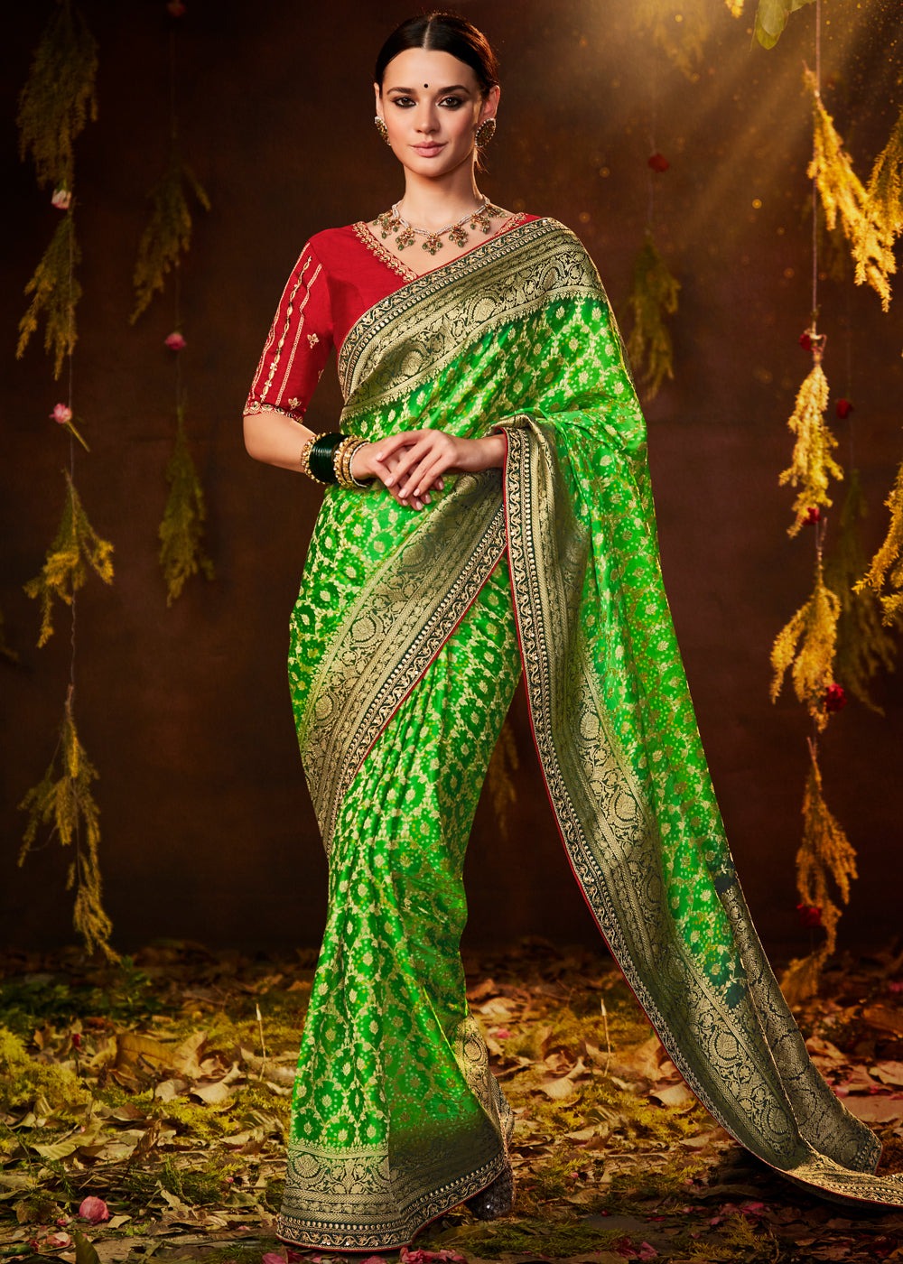 SINDHURI BANDHEJ EXCLUSIVE WEDDING SAREE D.NO 157 - Anant Tex Exports Private Limited