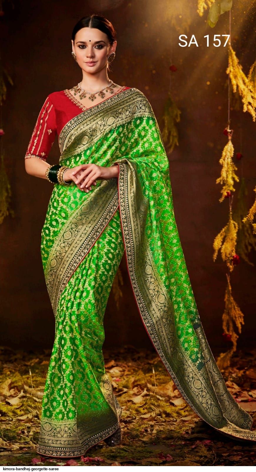 SINDHURI BANDHEJ EXCLUSIVE WEDDING SAREE D.NO 157 - Anant Tex Exports Private Limited