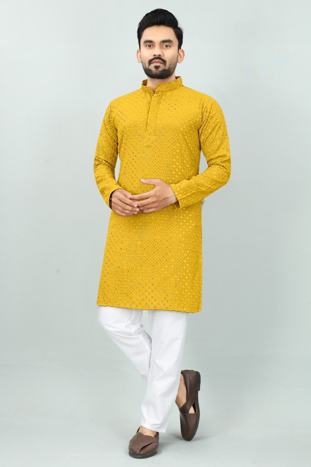 Traditional Chikan Work Kurta Pajama