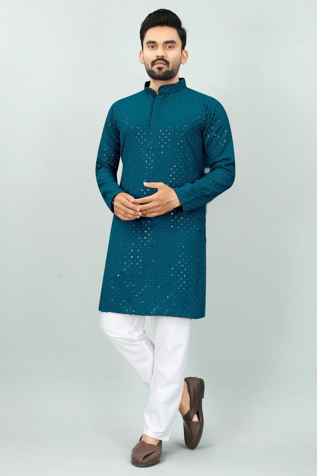 Traditional Chikan Work Kurta Pajama