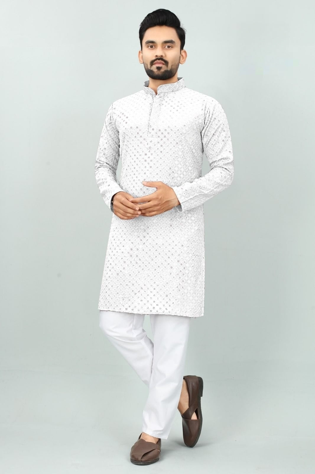 Traditional Chikan Work Kurta Pajama