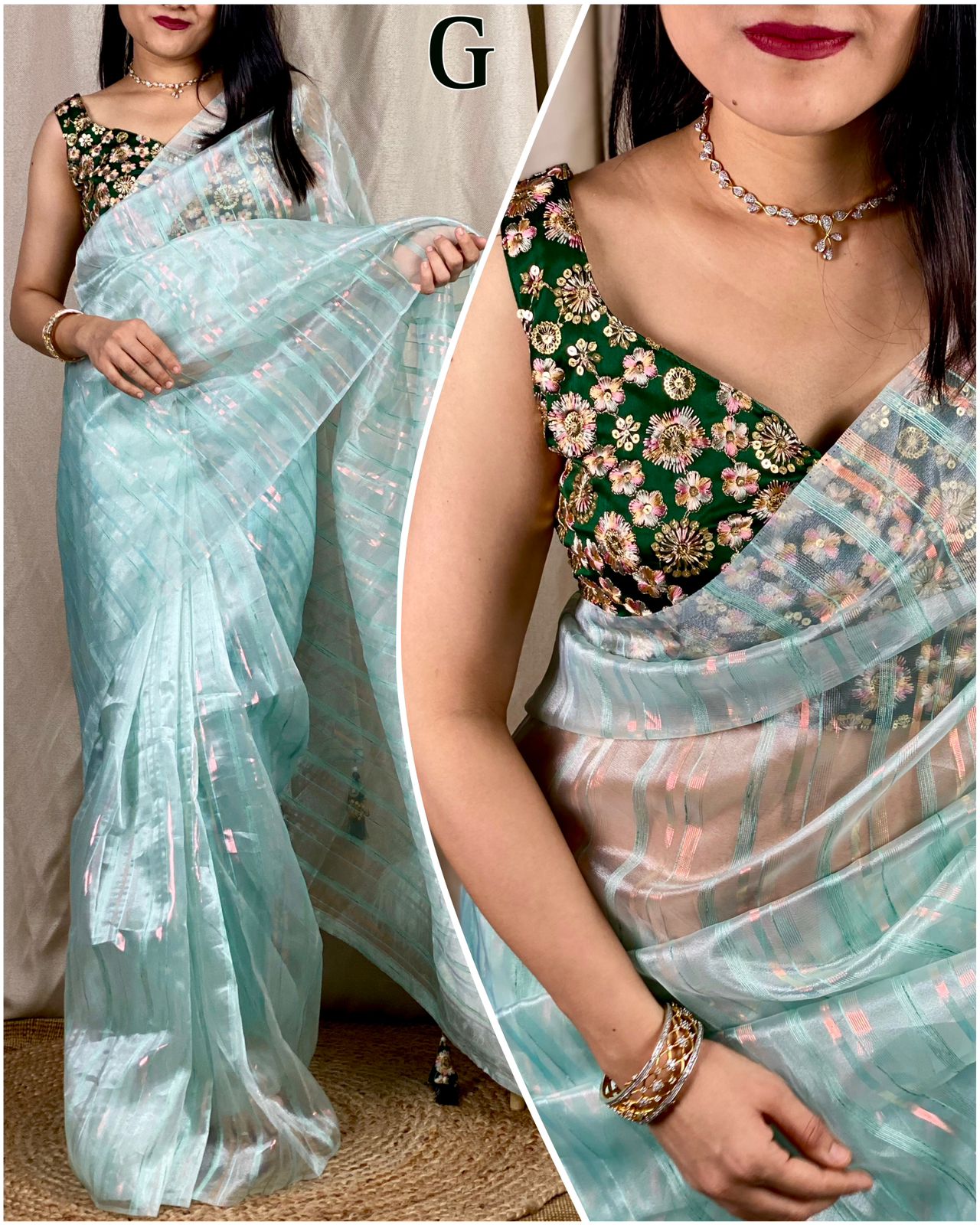 Party Wear Fancy Organza Slub Saree