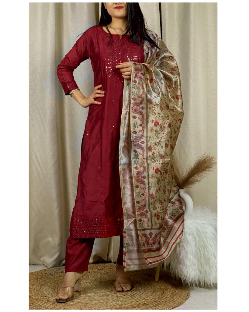 Party Wear Fancy Cotton Silk stunning Suit