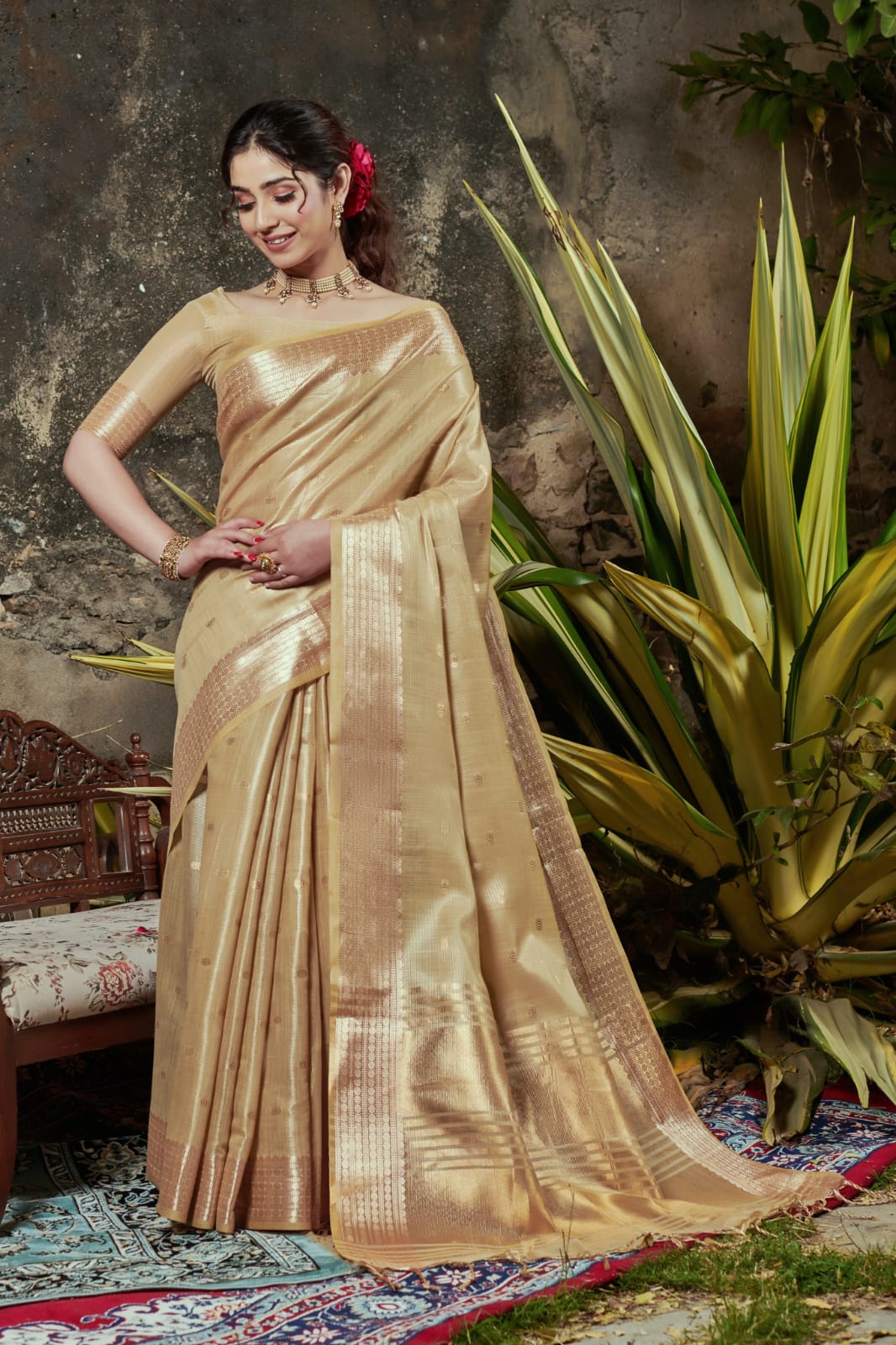 Fancy Tissue Silk Weaving Saree
