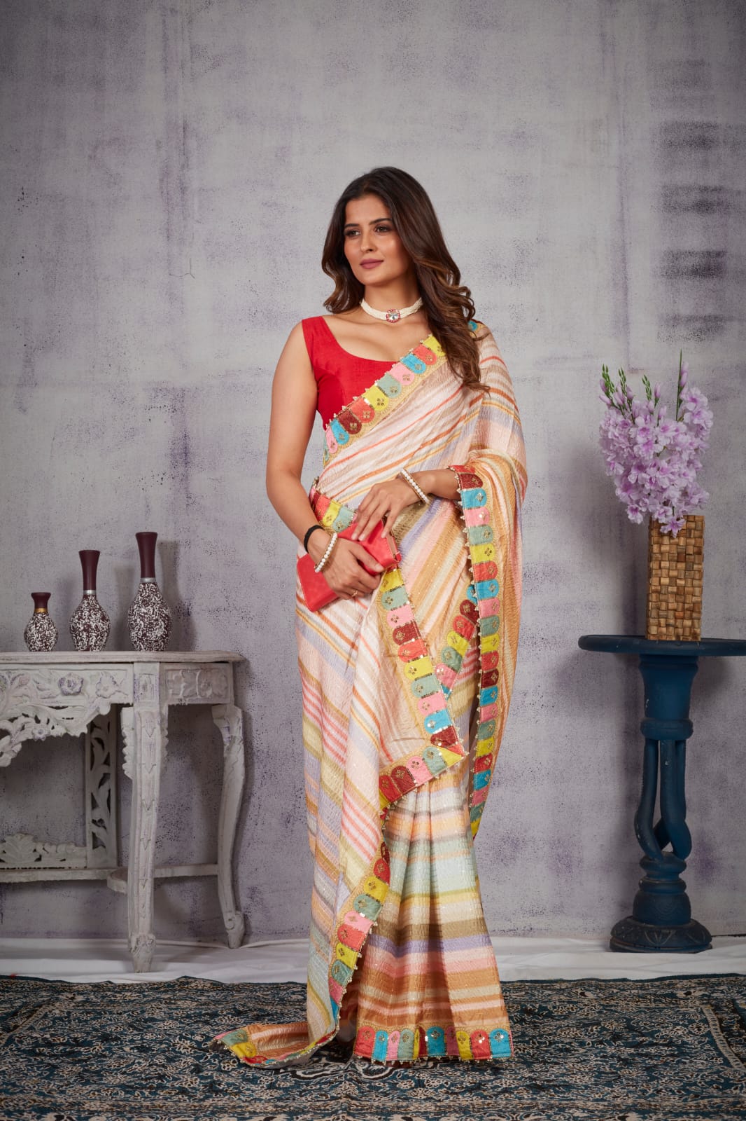 Party Wear Printed Designer Ruffle Saree, With Blouse Piece, 5.5 m at Rs  399/piece in Surat
