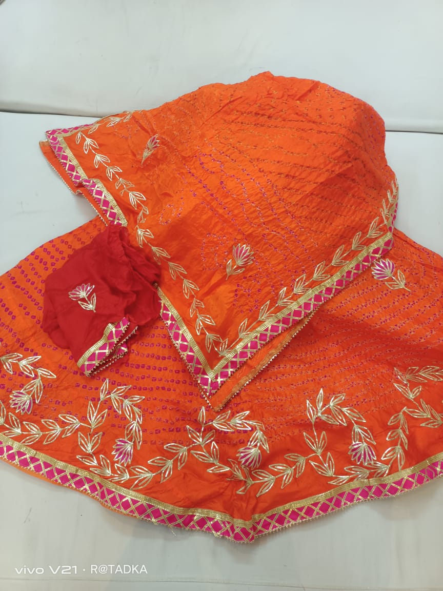 Rajasthani Bandhej Silk Lehenga