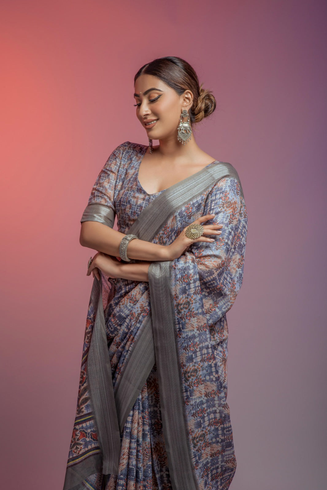 Della Linen Fancy Wear Saree