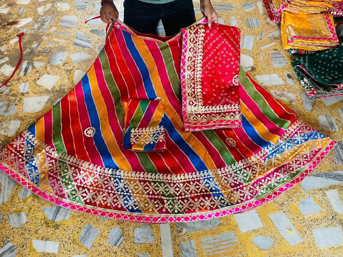 Rajasthani Kotta Doriya Traditional Lahriya Print Lehenga