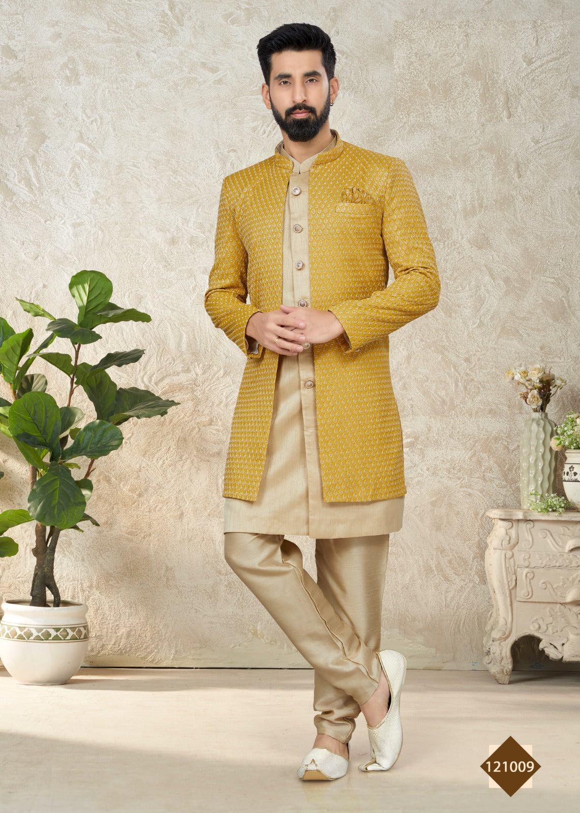 Vol 121 Wedding Wear Sherwani D.No. 121009