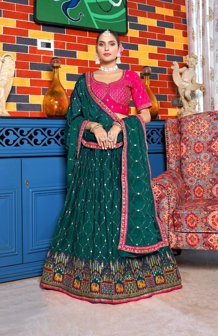 Varni Zeeya Sanskriti Chinon Crushed Lehenga D.No. 15003