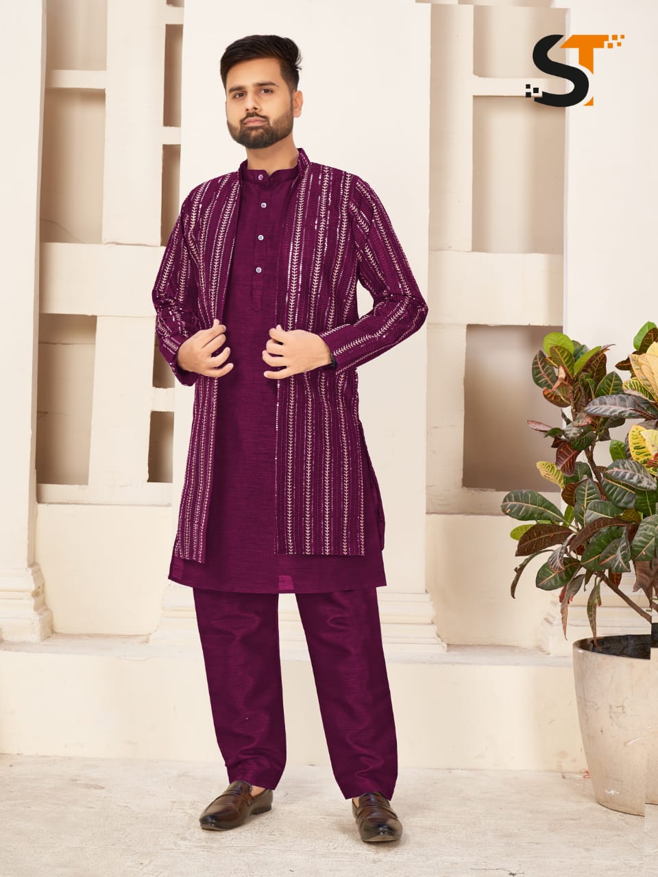 Party Wear Kurta Pajama With Koti