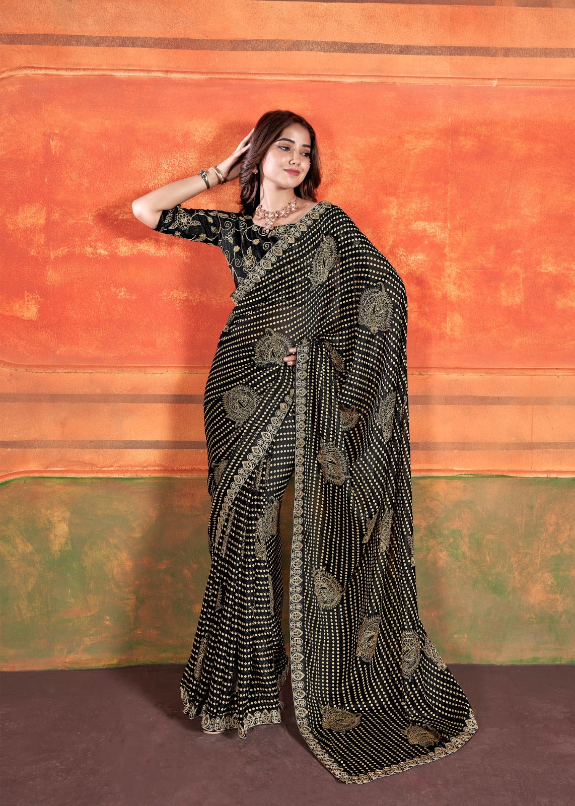 Pihu By Stavan Chiffon Embroidery Saree D.No. 108