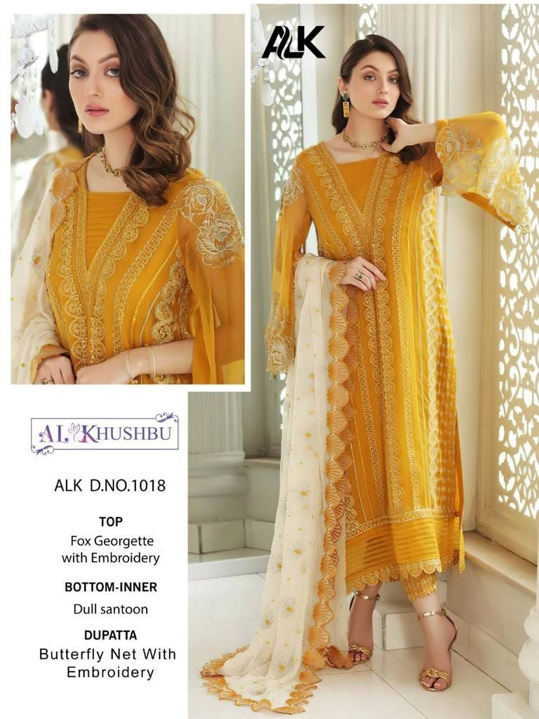 Al Khushbu Designer Pakistani Suit D.No. 1018