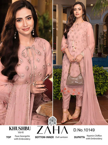 Zaha Khushbu Vol-6 Designer Pakistani Suit D.No.10149