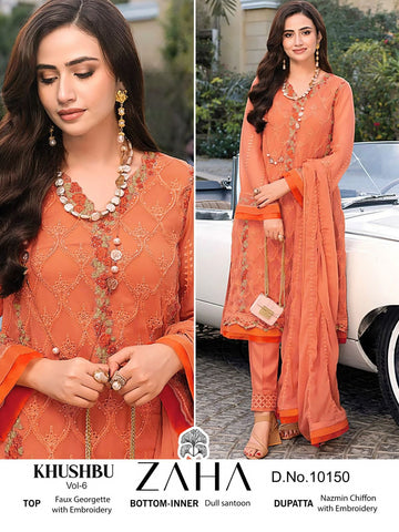 Zaha Khushbu Vol-6 Designer Pakistani Suit D.No.10150