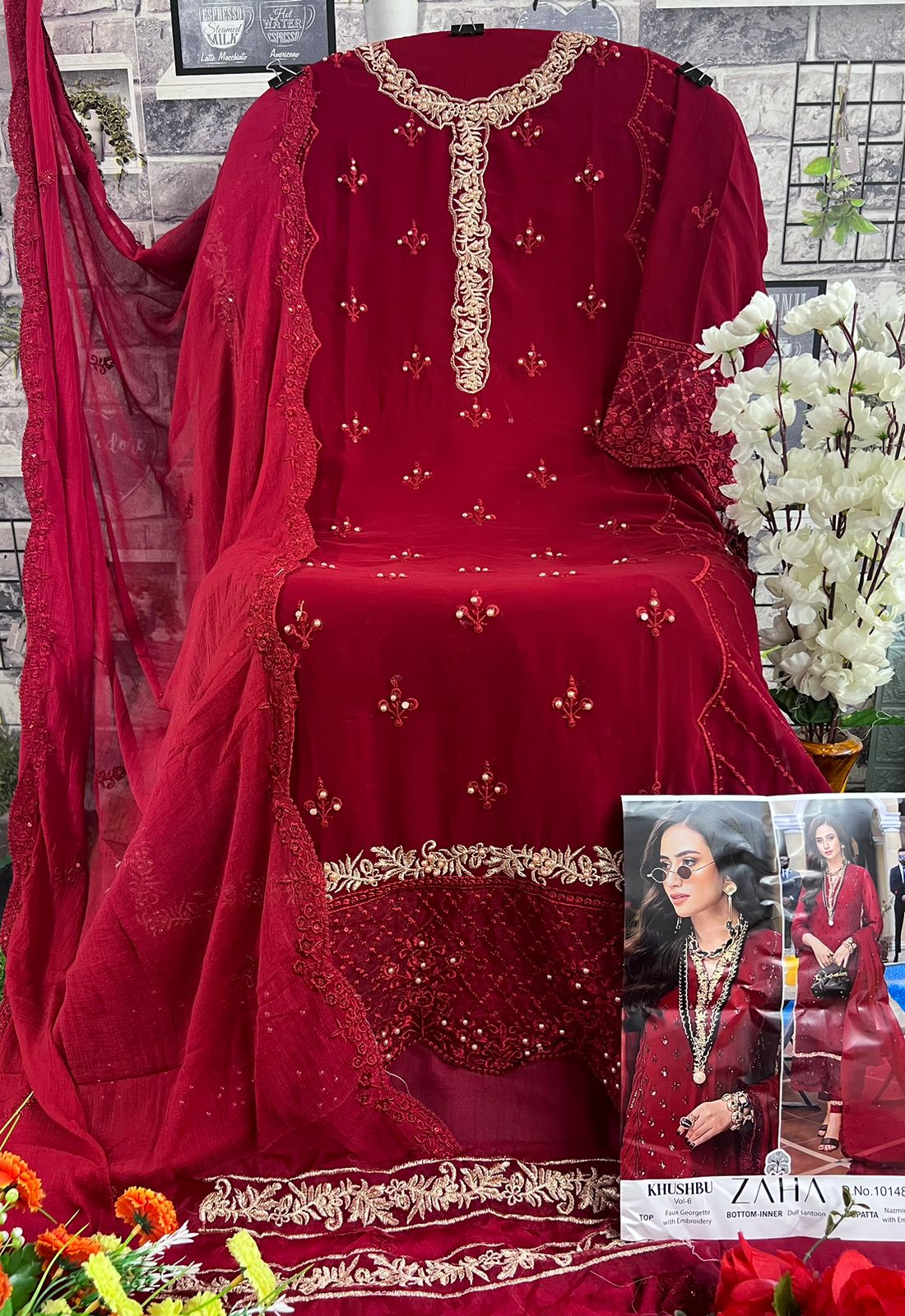 Zaha Khushbu Vol-6 Designer Pakistani Suit D.No.10148