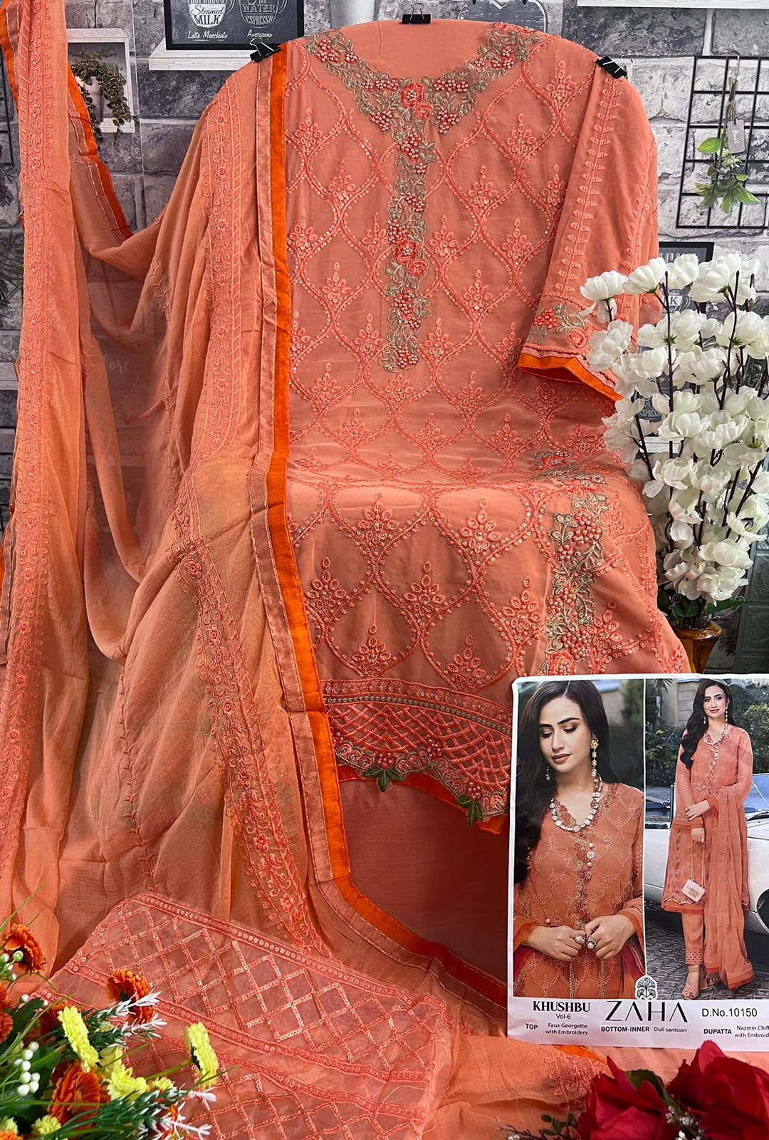 Zaha Khushbu Vol-6 Designer Pakistani Suit D.No.10150