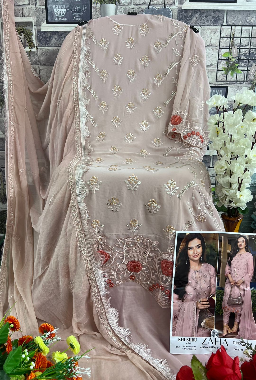 Zaha Khushbu Vol-6 Designer Pakistani Suit D.No.10149