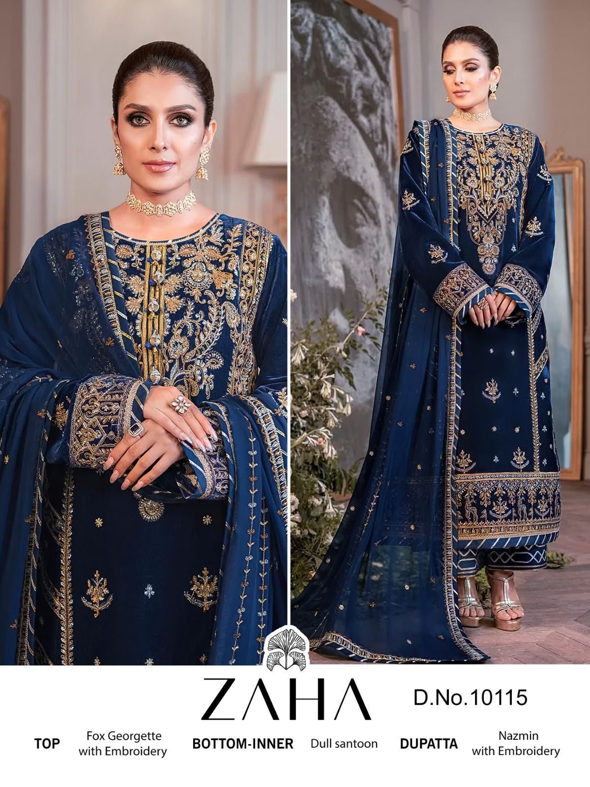 Zaha Designer Pakistani Salwar Suit D.No.10115