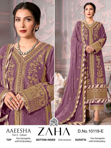 Zaha Aaeesha Vol-2 Designer Pakistani Salwar Suit D.No.10119-E