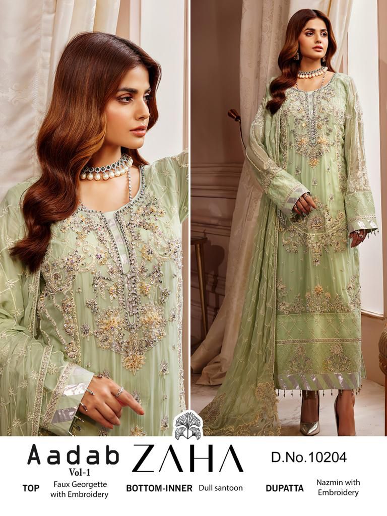 Zaha Aadab Vol-1 Designer Pakistani Suit D.No. 10204