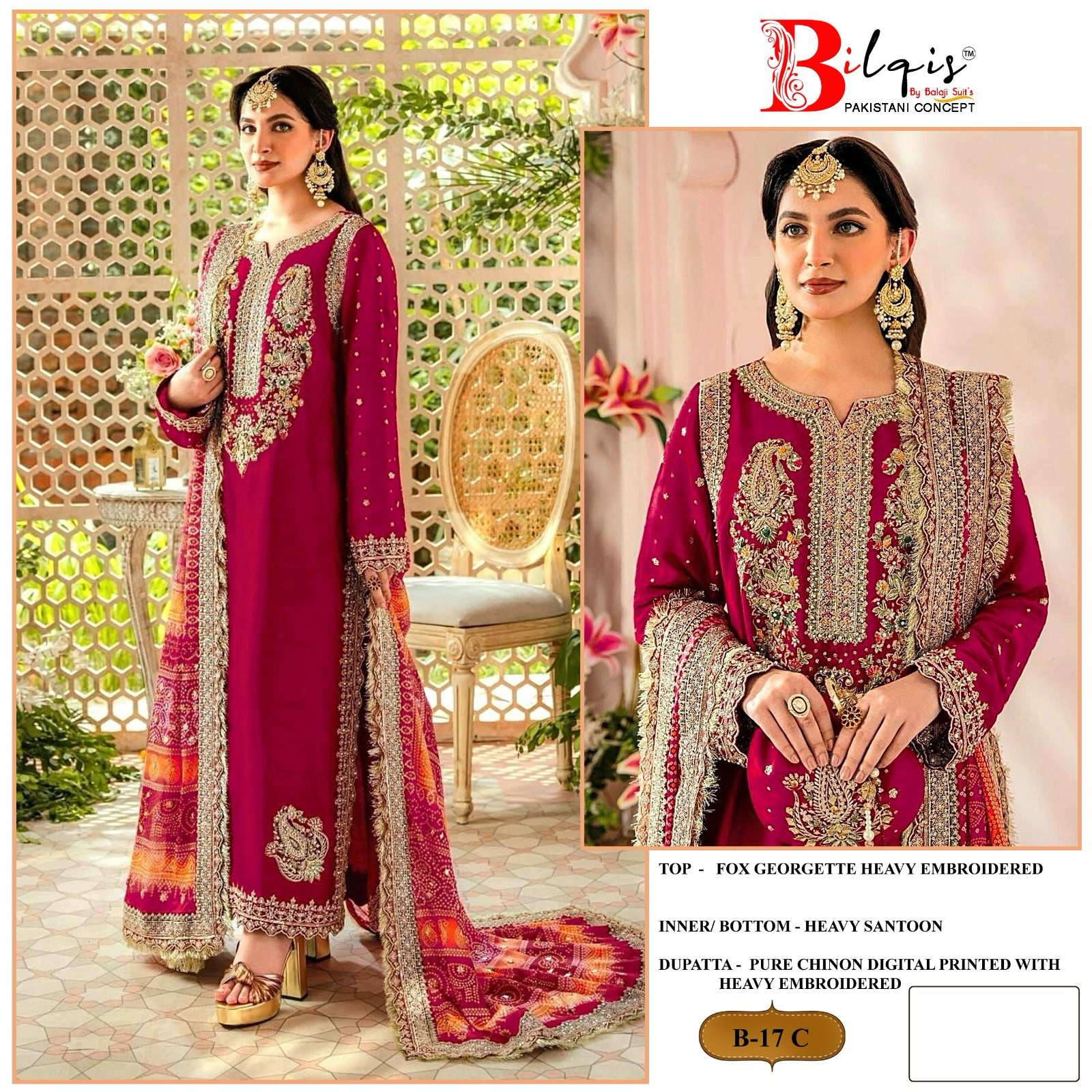 Bilqis Designer Heavy Fox Georgette Suit D.No.B-17-C