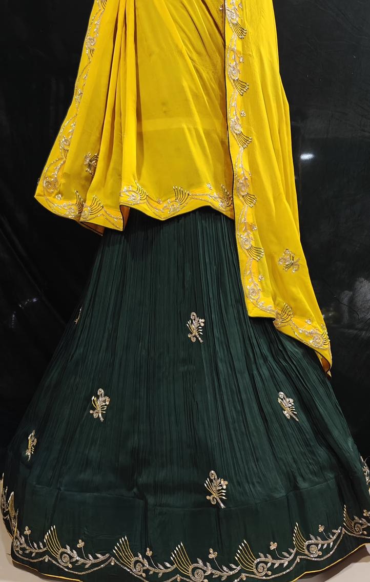 Beautiful Pure Upada Laddu Bhandej Lehenga