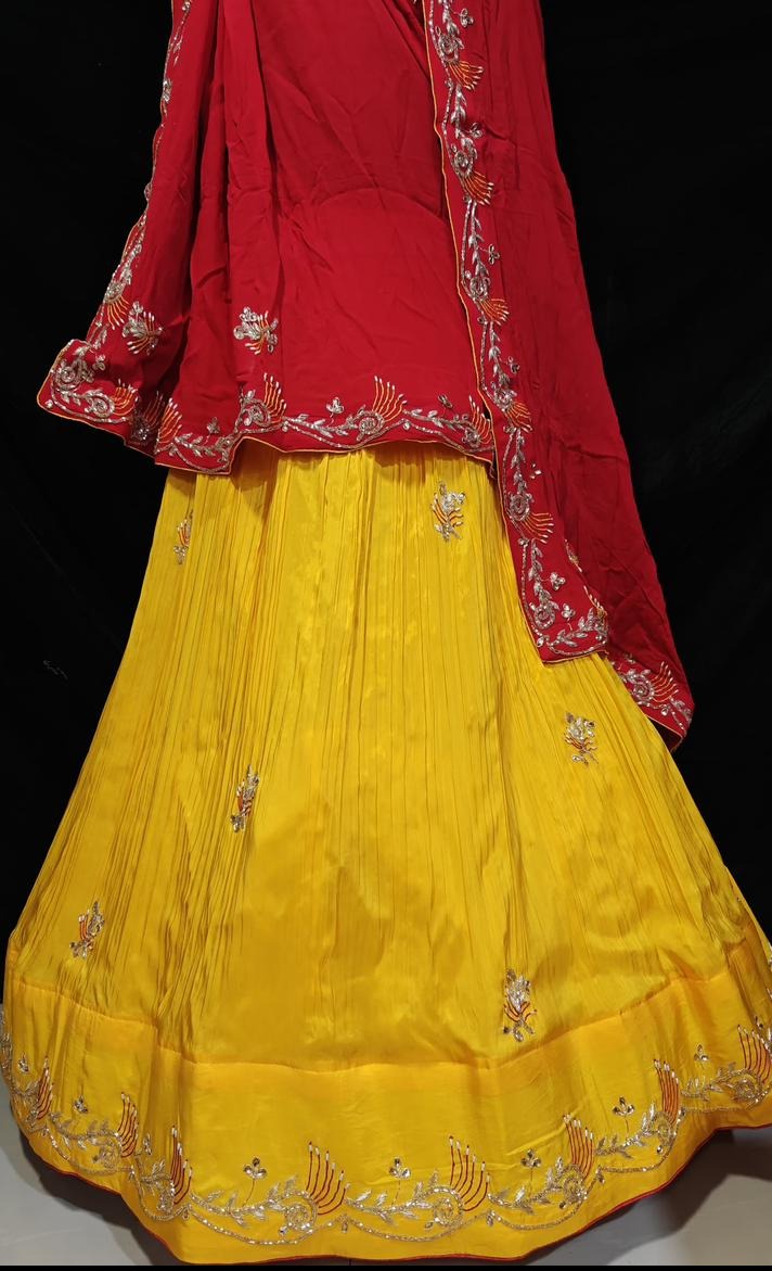 Beautiful Pure Upada Laddu Bhandej Lehenga