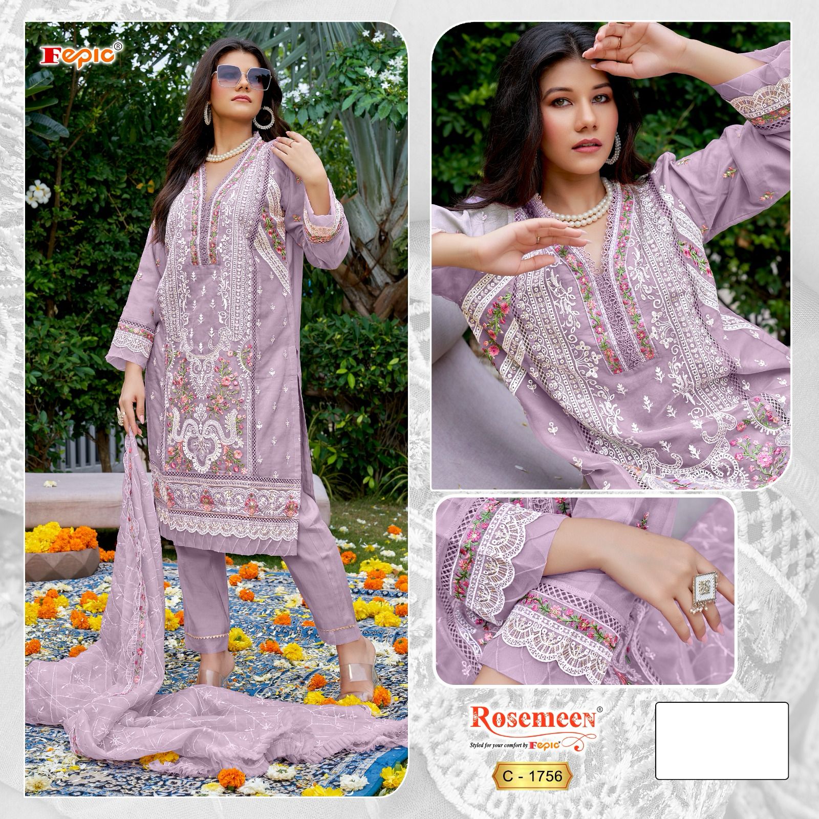 Fepic Rosemeen Designer Pakistani Suit D.No.C-1756-A